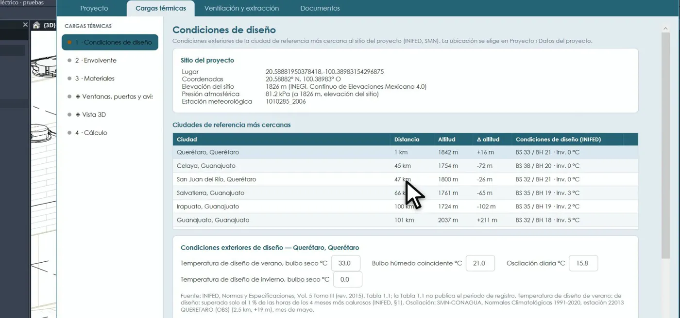 Condiciones exteriores de diseño y ciudades de referencia más cercanas