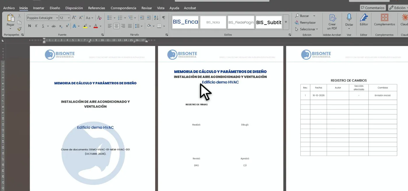 Memoria de cálculo de aire acondicionado y ventilación exportada a Word